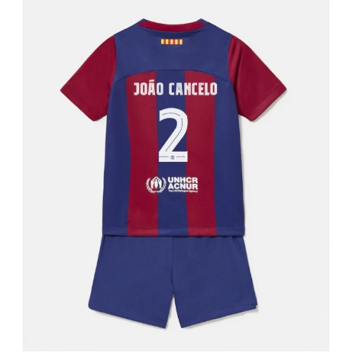 Fotballdrakt Barn Barcelona Joao Cancelo #2 Hjemmedraktsett 2023-24 Kortermet (+ Korte bukser)